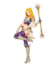 Rule 34 | 1girl, adapted costume, alternate costume, armlet, armor, bad id, bad pixiv id, belt, blonde hair, boots, breastplate, cape, crop top, full body, gloves, hair ribbon, high heels, highres, league of legends, leg armor, leg up, legs, lips, long hair, lux (league of legends), midriff, navel, pauldrons, preter, purple thighhighs, ribbon, see-through, shoes, shoulder armor, solo, staff, thighhighs, thighs, vambraces, white background, white gloves
