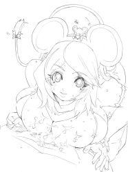 Rule 34 | 1girl, animal ears, breasts, censored, cum, cum on body, cum on breasts, cum on upper body, greyscale, huge breasts, long hair, monochrome, mouse ears, mouse tail, paizuri, penis, solo focus, tail, tsuutenkaaku