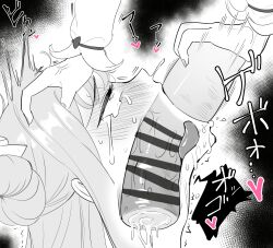 Rule 34 | 2girls, blue archive, blush, cake, censored, crying, crying with eyes open, deepthroat, doodle shark, fellatio, fingernails, food, from side, greyscale, hair bun, head grab, heart, highres, japanese text, long fingernails, long hair, long sleeves, mika (blue archive), monochrome, multiple girls, nagisa (blue archive), oral, rolling eyes, simulated fellatio, solo focus, swiss roll, tears, tongue, trembling, x-ray
