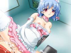 Rule 34 | 00s, 1boy, 1girl, ayakashi, bare shoulders, blue hair, blush, braid, breasts, censored, choker, cleavage, clenched teeth, cowgirl position, cum, cum in pussy, deep penetration, dutch angle, elbow gloves, frills, game cg, girl on top, gloves, hetero, large breasts, maid, mosaic censoring, nipple slip, nipples, no bra, no panties, penis, pink eyes, pov, purple eyes, pussy, pussy juice, sex, solo focus, straddling, tears, teeth, thighhighs, toma (asagayatei), twin braids, vaginal, waitress, yoake eimu