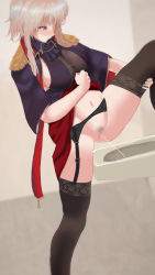 Rule 34 | 1girl, bathroom, black shirt, black thighhighs, blonde hair, blue oath, blush, breasts, censored, clothes lift, cross, feet out of frame, female pubic hair, garter belt, garter straps, highres, indoors, iron cross, knee up, lace, lace-trimmed legwear, lace trim, large breasts, leg hold, leg up, lifted by self, long hair, looking down, mosaic censoring, navel, no panties, pee, peeing, peeing in sink, pink eyes, prinz eugen (blue oath), pubic hair, pussy, red skirt, see-through, shirt, short sleeves, sink, skirt, skirt lift, solo, standing, standing on one leg, thighhighs, wall