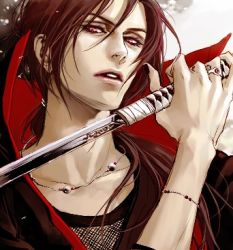 Rule 34 | 1boy, holding, holding sword, holding weapon, jewelry, lily (artist), looking at viewer, lowres, male focus, naruto, naruto (series), necklace, ring, solo, sword, uchiha itachi, weapon