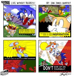 Rule 34 | 3boys, 4koma, absurdres, angry, clenched hands, closed eyes, comic, dated, dr. eggman, facial hair, furry, furry male, gloves, hand on own chin, highres, holding hands, ian jones-quartey, male focus, multiple boys, multiple tails, mustache, official art, one eye closed, red footwear, second-party source, signature, smile, sonic (series), sonic the hedgehog, sonic the hedgehog (classic), square 4koma, tail, tails (sonic), two tails, white gloves