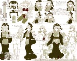 Rule 34 | 1girl, absurdres, angry, black dress, bra, breasts, character sheet, chinese clothes, completely nude, crescent, crying, crying with eyes open, dress, energy, expressions, hat, hi you (flying bear), highres, junko (touhou), long hair, looking at viewer, monochrome, multiple views, nude, panties, pantyhose, simple background, smile, tabard, tears, touhou, underwear, underwear only, white background, wide sleeves