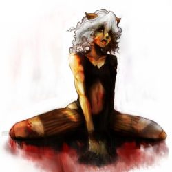 Rule 34 | androgynous, animal ears, blood, cat ears, gender request, hunter x hunter, neferpitou, wavy hair, white hair