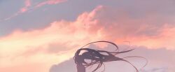 Rule 34 | 1girl, cloud, cloudy sky, floating hair, hatsune miku, long hair, rella, sitting, sky, solo, sunset, twintails, very long hair, vocaloid
