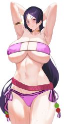 Rule 34 | 1girl, bikini, breasts, fate/grand order, fate (series), highres, huge breasts, mature female, micro bikini, minamoto no raikou (fate), minamoto no raikou (swimsuit lancer) (third ascension) (fate), purple hair, swimsuit, thighs