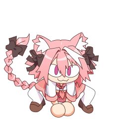Rule 34 | &lt;|&gt; &lt;|&gt;, :3, animal ear fluff, animal ears, astolfo (fate), astolfo (sailor paladin) (fate), black bow, bow, braid, cat ears, fang, fate/apocrypha, fate/grand order, fate (series), fusion, hair bow, hair intakes, hair ribbon, highres, long braid, long hair, looking at viewer, male focus, melty blood, multicolored hair, neco-arc, neco spirit, official alternate costume, pink hair, pink sailor collar, purple eyes, red sailor collar, ribbon, sailor collar, school uniform, serafuku, single braid, skin fang, skirt, smile, solo, streaked hair, thighhighs, transparent background, trap, tsukihime, type-moon, white hair, zomochikun