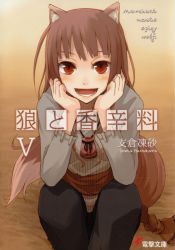Rule 34 | 00s, animal ears, ayakura juu, cover, cover page, holo, novel cover, official art, solo, spice and wolf, tail, wolf ears, wolf tail