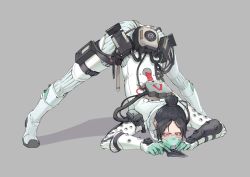 Rule 34 | 1girl, apex legends, ass, black hair, bodysuit, cable, commentary, english commentary, gloves, grey background, hair behind ear, hair bun, highres, holding, holding knife, jack-o&#039; challenge, knife, kunai, mask, mouth mask, official alternate costume, parted bangs, quarantine 722 wraith, renee shika egakan, shadow, single hair bun, solo, top-down bottom-up, weapon, white bodysuit, white gloves, hope&#039;s dusk (apex legends), wraith (apex legends)