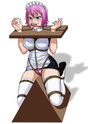 Rule 34 | bdsm, blush, bondage, bound, fairy tail, highres, maid, open mouth, pink hair, sketch lanza, tongue, tongue out, virgo (fairy tail)