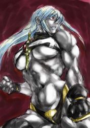 Rule 34 | 1girl, hey (bluebell), highres, lyrical nanoha, mahou shoujo lyrical nanoha, mahou shoujo lyrical nanoha a&#039;s, muscular, muscular female, red eyes, reinforce, silver hair, solo