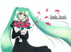 Rule 34 | bad id, bad pixiv id, bouquet, flower, hatsune miku, lakuhito, long hair, rose, solo, twintails, very long hair, vocaloid
