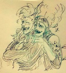 Rule 34 | 2boys, bartolomeo, dressrosa, eyewear on head, fangs, gambia, laughing, male focus, monochrome, multiple boys, nose piercing, nose ring, one piece, pirate, ryu-911, sketch, sunglasses, tattoo