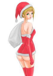 Rule 34 | ass, bag, coco (pixiv artist 1131293), green eyes, pixiv sample, resized, santa costume, thighhighs