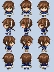 Rule 34 | 1girl, aile (mega man zx), brown hair, green eyes, long hair, mega man (series), mega man zx, mega man zx advent, pixel art, ponytail, robot ears, semikichi, tagme