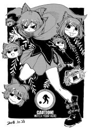 Rule 34 | 1girl, :3, belt boots, black background, black eyes, black footwear, black shirt, boots, bow, cape, chain, covered mouth, dated, disembodied head, dot nose, english text, floating head, grass root youkai network, greyscale, hair between eyes, hair bow, headless, heran hei mao, long sleeves, looking at viewer, meme, miniskirt, monochrome, open mouth, sekibanki, shirt, short hair, skirt, surprised, tongue, tongue out, touhou, v-shaped eyebrows, yao ming, yukkuri shiteitte ne