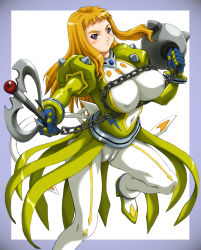 Rule 34 | 00s, armor, blonde hair, breasts, cameltoe, chain, cleft of venus, covered erect nipples, gegera, haruka armitage, highres, huge breasts, long hair, my-otome, solo, weapon
