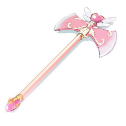 Rule 34 | aquamary, axe, heart, no humans, original, parody, pink theme, simple background, sketch, still life, wand, weapon, weapon focus, white background, wings
