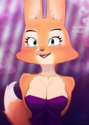 Rule 34 | 1girl, animal ears, body fur, breasts, diane foxington, dress, english text, eyebrow piercing, fang, fox ears, fox girl, fox tail, furry, furry female, highres, looking at viewer, medium breasts, omeki, open mouth, piercing, solo, tail, the bad guys (film)