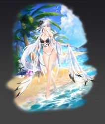 Rule 34 | 1girl, absurdres, azur lane, bare shoulders, barefoot, beach, beach chair, beach umbrella, bikini, bird, blue eyes, blue sky, breasts, character request, cleavage, cloud, coconut tree, collarbone, commentary request, copyright request, day, footprints, hair ornament, highleg, highleg bikini, highres, illustrious (azur lane), innertube, large breasts, long hair, looking at viewer, lying, multi-strapped bikini, navel, ocean, on back, open mouth, outdoors, owl, palm tree, sand, seagull, silver hair, sky, solo, standing, starfish, stomach, sunglasses, swd3e2, swim ring, swimsuit, table, tagme, tree, tropical, umbrella, very long hair, walking, water, white bikini