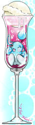 Rule 34 | against glass, azumarill, blue background, cameltoe, cheek squash, creature as food, creatures (company), cup, food, food focus, game freak, gen 2 pokemon, glass, ice cream, in container, in cup, in food, long image, nintendo, no humans, one eye closed, pokemon, pokemon (creature), solo, tall image, wink