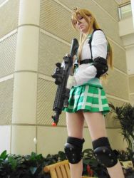 Rule 34 | cosplay, gun, highschool of the dead, miyamoto rei, photo (medium), school uniform, weapon, zombie