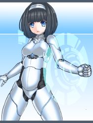 Rule 34 | 1girl, android, black hair, blue eyes, hairband, hologram, joints, kurogane daichi, original, robot, robot joints, solo
