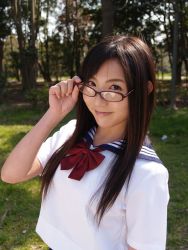 Rule 34 | cosplay, glasses, long hair, photo (medium), school uniform, serafuku