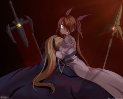 Rule 34 | 00s, 0lilylily0, 2girls, bardiche (nanoha), bardiche (zanber form) (nanoha), blonde hair, blood, blood on clothes, blood stain, bloody weapon, blue eyes, brown hair, cape, corpse, cradling head, crazy eyes, crying, death, derivative work, dress, fate testarossa, fate testarossa (impulse form), hair ribbon, hand on another&#039;s head, holding, leaning on person, looking at viewer, lyrical nanoha, magical girl, mahou shoujo lyrical nanoha, multiple girls, photoshop (medium), purple eyes, raising heart, raising heart (exceed mode), red hair, ribbon, sitting, solwyvern, takamachi nanoha, takamachi nanoha (aggressor mode), tears, translated, twintails, vector trace, weapon, white dress, wide-eyed, yandere