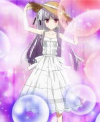 Rule 34 | 10s, absolute duo, dress, hat, highres, long hair, red eyes, screencap, silver hair, sparkle, yurie sigtuna