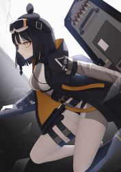 Rule 34 | 12-gauge (3 inch shell), 12-gauge belted winchester-olin (18.5x76mmr), 1girl, ammunition, ballistic shield, belted magnum, black hair, bodysuit, braid, breasts, broken glass, bullpup, caws (girls&#039; frontline), character name, combat shotgun, commentary, dazzler (weapon), electroshock weapon, eyeshadow, flash shield, flashlight, full-power cartridge, girls&#039; frontline, glass, goggles, goggles on head, gun, h&amp;k caws, hair bun, heckler &amp; koch, highres, holding, holding gun, holding weapon, holster, hood, hood down, hooded jacket, jacket, knife, knife sheath, less-than-lethal weapon, light, long sleeves, magnum cartridge, magnum shotgun shell, makeup, medium breasts, needlegun, olin corporation, personification, prototype design, sheath, shield, shield module, short hair, shotgun, shotgun shell, side braid, single hair bun, solo, stun shield, thomas 8000, weapon, winchester-olin, winchester repeating arms company, yellow eyes