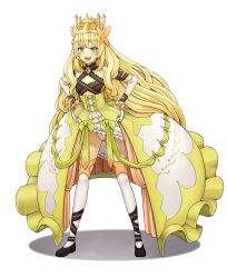 Rule 34 | 1girl, :d, absurdres, bare shoulders, black footwear, blonde hair, blush, butterfly hair ornament, celine (fire emblem), clothes lift, commission, crown, detached sleeves, dress, fire emblem, fire emblem engage, green eyes, hair ornament, highres, layered dress, lifting own clothes, long hair, nintendo, open mouth, panties, pantyshot, princess, saikunartworks, shoes, simple background, skirt, skirt lift, sleeveless, sleeveless dress, smile, solo, striped clothes, striped panties, thighhighs, thighs, underwear, very long hair, white background, white thighhighs, yellow dress