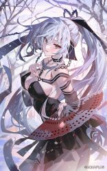 Rule 34 | 1girl, arutera, hand fan, highres, snow, snowing, tail, white hair, yellow eyes