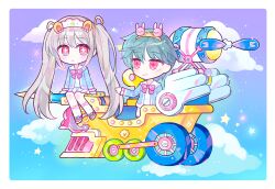 Rule 34 | + +, :&lt;, blue jacket, blue sky, blush, bow, chaos (g ieep), character request, chibi, closed mouth, cloud, g ieep, gradient eyes, gradient sky, green hair, grey eyes, grey hair, jacket, long hair, maplestory, multicolored eyes, nicky angler, open clothes, open jacket, pink bow, pink eyes, pink footwear, pleated skirt, purple sky, sailor collar, shirt, shoes, skirt, sky, smile, socks, star (symbol), twintails, very long hair, white sailor collar, white shirt, white skirt, white socks
