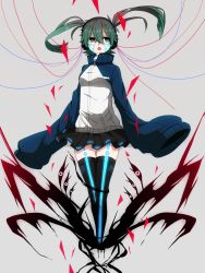 Rule 34 | 1girl, bad id, bad pixiv id, blue eyes, eiku, ene (kagerou project), green hair, headphones, highres, kagerou project, long hair, oversized clothes, skirt, sleeves past wrists, solo, twintails, vocaloid, yamaha