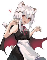 1girl :d animal_ear_fluff animal_ears cape character_request chinese_commentary copyright_request fang gradient_cape gradient_clothes highres open_mouth shiba_(manbai_cnm) sleeveless smile solo tail white_hair