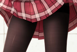 Rule 34 | 1girl, bad id, bad pixiv id, blurry, blurry background, brown pantyhose, close-up, commentary request, highres, lower body, miniskirt, original, pantyhose, plaid, plaid skirt, pleated skirt, red skirt, rko (a470350510), skirt, solo, standing, thighband pantyhose, thighs