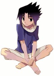 Rule 34 | 1boy, artist request, barefoot, feet, full body, lowres, male focus, naruto, naruto (series), simple background, solo, toes, uchiha sasuke, white background