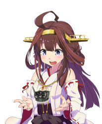 Rule 34 | 10s, 1girl, ahoge, bad id, bad pixiv id, blue eyes, brown hair, gero-gh, headgear, highres, kantai collection, kongou (kancolle), long hair, nontraditional miko, solo, turret