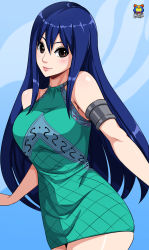 Rule 34 | absurdres, blue hair, blush, breasts, dress, fairy tail, highres, kyoffie, large breasts, smile, wendy marvell