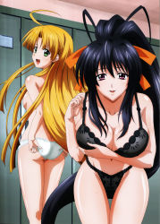 Rule 34 | 10s, 2girls, :3, :d, absurdres, ahoge, antenna hair, asia argento, ass, black bra, black hair, black panties, blonde hair, blunt bangs, blush, body blush, bra, breast hold, breast lift, breasts, butt crack, cleavage, from behind, green eyes, hair over breasts, hair ribbon, high ponytail, high school dxd, highres, himejima akeno, indoors, kneepits, lace, lace-trimmed bra, lace-trimmed panties, lace trim, large breasts, leaning forward, legs, lingerie, locker, locker room, long hair, looking at viewer, looking back, megami magazine, multiple girls, naughty face, navel, official art, open mouth, panties, parted bangs, ponytail, purple eyes, ribbon, scan, sideboob, sidelocks, smile, standing, thigh gap, thighs, underwear, underwear only, undressing, very long hair, white panties, yoda masahiko