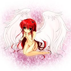 Rule 34 | 1girl, long hair, no nipples, nude, red eyes, red hair, seihou, tsunogiri, very long hair, vivit (erich&#039;s daughter), wings