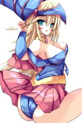 Rule 34 | 1girl, ass, ass focus, blonde hair, breasts, dark magician girl, detached sleeves, green eyes, hat, highres, large breasts, long hair, looking back, ruugaruu, skirt, solo, witch, witch hat, yu-gi-oh!