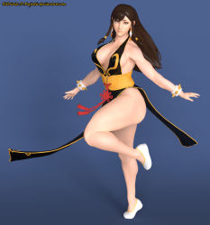 Rule 34 | 1girl, 3d, alternate costume, alternate hairstyle, ass, bare arms, bare legs, bare shoulders, blue background, bracelet, braid, breasts, brown eyes, brown hair, capcom, china dress, chinese clothes, chinese text, chun-li, curvy, dress, female focus, hip focus, jewelry, large breasts, long hair, looking at viewer, simple background, solo, spiked bracelet, spikes, standing, standing on one leg, street fighter, the majestic, thick thighs, thighs, wide hips
