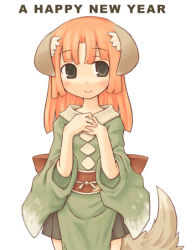 Rule 34 | 7010, animal ears, brown eyes, dog ears, japanese clothes, lowres, orange hair, solo, tail