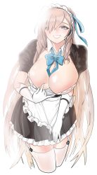 Rule 34 | absurdres, apron, asuna (blue archive), blonde hair, blue archive, breasts, elflorri, gloves, highres, huge breasts, maid headdress, mole, mole on breast, thighhighs, white gloves, white thighhighs