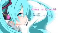 Rule 34 | 00s, 1girl, aqua eyes, aqua hair, artist name, bad id, bad pixiv id, copyright name, hatsune miku, headphones, headset, long hair, looking at viewer, matching hair/eyes, profile, red disappointment, simple background, solo, twintails, upper body, vocaloid, white background