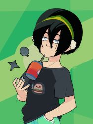 Rule 34 | 1girl, alternate costume, animated, animated gif, avatar: the last airbender, avatar legends, black hair, bored ape nft, cowboy shot, discount-supervillain, drinking, drinking straw, hand in pocket, shirt, toph bei fong