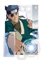 Rule 34 | 1boy, ao (naruto), blue eyes, blue hair, earrings, eyepatch, forehead protector, highres, jewelry, k (mns-law6), male focus, matching hair/eyes, naruto (series), naruto shippuuden, simple background, solo, white background